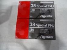 AQUILA .38 SPECIAL FMJ 130GR FMJ 1 FULL BOX & 1 PARTIAL BOX (40 RDS)