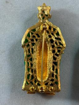 Rare Set Costume Jewelry Emperor Empress Pins + Earrings