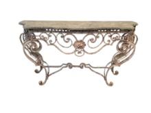 French Style Steel Base Marble Top Sofa Table