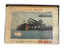 Vintage Framed Paper Blatz Beer Advertising Poster Docks at Cleveland