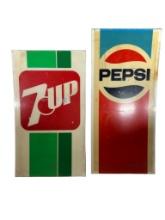 Vintage Plastic Pop Machine Inserts for 7-Up and Pepsi