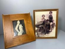 Xeroxed Vintage Framed Nude Female and Female Driving Motorcycle