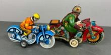 Two Contemporary Tin Lithograph Motorcycle Toys