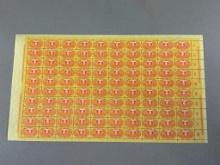 WWII Nazi German sheet of 100 stamps - 60 pfennig Nazi Disability Insurance Revenue Stamps