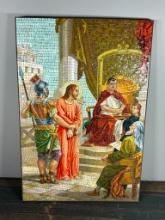 Antique Italian Mosaic Depiction Jesus Condemned to Death After Luigi Morgari