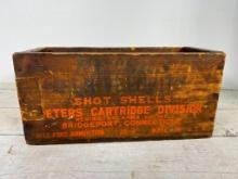 Rare Peters 410 Shotgun Shell Wooden Crate Lancaster, Ohio Hunter's Hardware Label