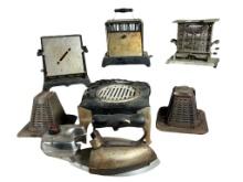 A Group of Vintage Toasters and Vintage Iron