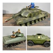 Group of Vintage GI Joe Tanks and Vehicles and 1990s Action Figures