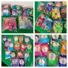 Group of McDonald's Happy Meal Beanie Babies and Burger King Teletubbies