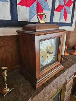 Assortment of Decor - Howard Miller Clock, Lamps, Hanging Quilt, Candlesticks