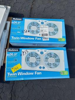 2 Holmes Twin Window Fans & Return Filter Grille Assortment