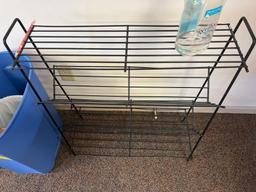 Trash Cans and Metal Shelf