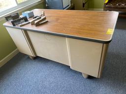 Metal Desk and Office Supplies