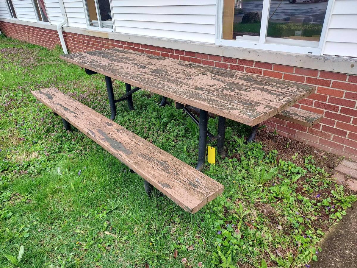 98 In. Metal Frame Wooden Picnic Table