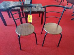 Metal Frame Wooden Top Bistro Set - 2 Chairs, 1 Table