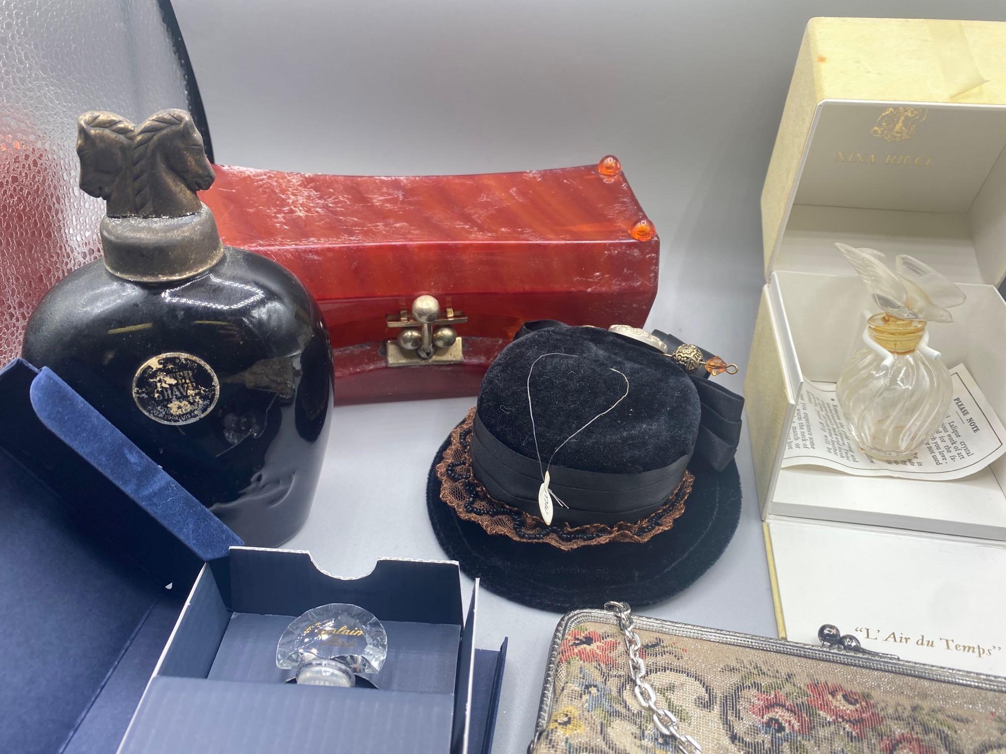Vintage Perfume Bottles, Purses, hat pins