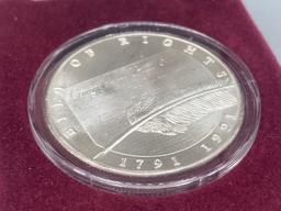 1991 Chrysler Bill of Rights .999 Silver 1 ounce round