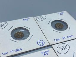 Gold low karat miniature coins (4)