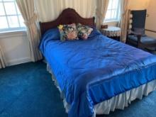 Full Size Bed Frame w Box Spring and Mattress and Side Table