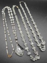 (3) Art Deco vintage crystal beaded necklaces