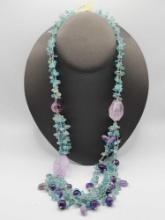 Beautiful amethyst & blue gemstone beaded necklace