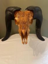 Carved Ram Skull & Horns