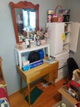 Sewing Table, Stacked Cabinets, & Sewing Items