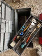 Rubbermaid tool box with miscellaneous tools