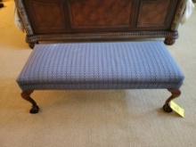 Upholstered claw foot bedroom bench