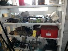 Shelf Unit Contents - Parts Washer, Lyman Turbo Tumbler, Tools, Car Parts, & more