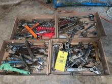 4 Boxes of Assorted Wrenches, Ratchets, & Drivers