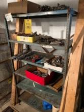 Metal Shelf Unit & Contents - Sockets, Glass Inserts, Allen Wrenches, Chain, & more