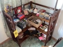 Corner Shelf & Contents - Small Decor, Rock Items, Vintage Collectables, & more