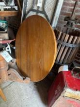 oak pedestal table with 1 chair