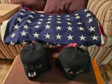 Pair of Nazir hats and 48 star flag