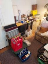 Bedroom Corner Contents - Desk, Filing Cabinets, Stand, Office Supplies, Electronics, & more
