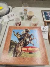 Roy Rogers collectors edition VHS tapes and book, Western glasses
