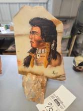 Native American portrait on marble