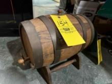 Oak dispensing barrel with brass bands