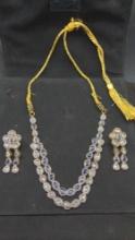 Formal Faceted Sapphire & Rock Crystal Quartz necklace and earrings set