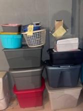 laundry baskets, buckets, totes