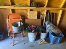 Folding Chairs, Galvanized Tub, Stool, Christmas Decor, Lumber