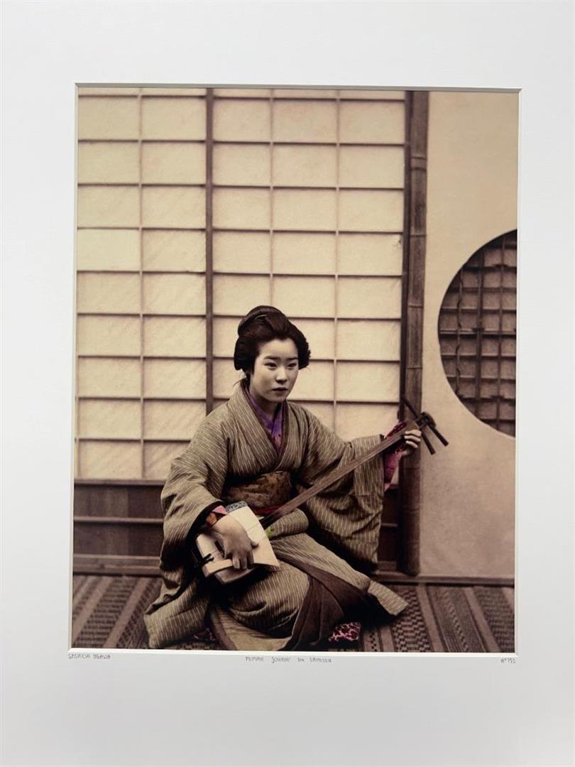 Kusakabe Kimbei Japanese 1841-1934 Geisha with Gekkin 1880