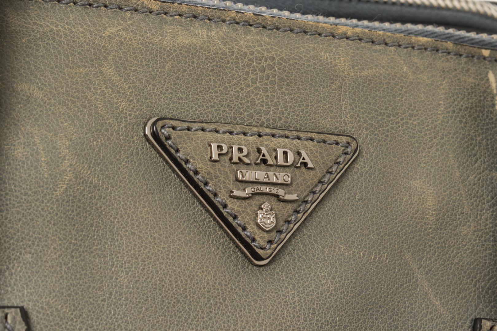 Prada Grey Leather 2way Tote Bag