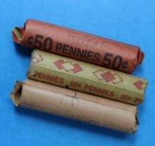 3 ROLLS OF WHEAT PENNIES - 150 PENNIES TOTAL
