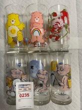 Cartoon collectible glasses Care Bears, ET, Strawberry Shortcake