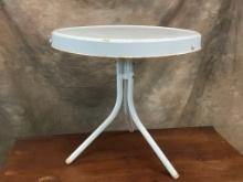 Vintage White Metal Round Porch Side Table