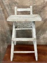 Late 19th C. Handmade Painted Primitive Highchair
