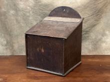 19th Century Hanging Walnut Wall Box With Lid