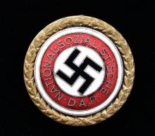 WWII GERMAN GOLD PARTY PIN BY DESCHLER & SOHN.